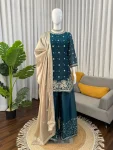 TRENDING JC SILK THREAD & SEQUNCE WITH PEARL WORK TOP PALAZZO WITH DUPATTA FESTIVE WEAR WHOLESALE PRICE ETHNIC GARMENT (2)