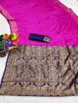 TRENDING LICHI SILK BANARASI WEAVING WORK SAREE WITH UNSTITCHED BLOUSE PINK