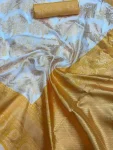 TRENDING LICHI SILK BANARASI WEAVING WORK SAREE WITH UNSTITCHED BLOUSE FESTIVE WEAR WHOLESALE PRICE ETHNIC GARMENT (2)