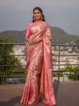 TRENDING LICHI SILK JACQUARD WORK SAREE WITH UNSTITCHED BLOUSE PEACH
