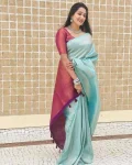 TRENDING LICHI SILK JACQUARD WORK SAREE WITH UNSTITCHED BLOUSE SAREE WITH UNSTITCHED BLOUSE FESTIVE WEAR WHOLESALE PRICE ETHNIC GARMENT (13)