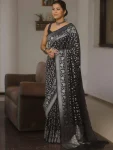 TRENDING LICHI SILK RICH PALLU & JACQUARD WORK SAREE WITH UNSTITCHED BLOUSE FESTIVE WEAR WHOLESALE PRICE ETHNIC GARMENT (8)