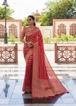 TRENDING LICHI SILK RICH PALLU & JACQUARD WORK SAREE WITH UNSTITCHED BLOUSE RED