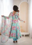 TRENDING ORGANZA FLORAL PRINT WORK GOWN BOTTOM WITH DUPATTA FESTIVE WEAR WHOLESALE PRICE ETHNIC GARMENT (10)