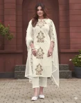 TRENDING RAYON SLUB SEQUENCE EMBROIDERY WORK TOP BOTTOM WITH DUPATTA OFF WHITE