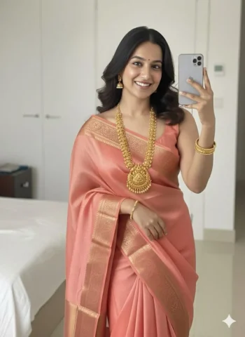 TRENDING SPACE SILK ZARI BORDER WEAVING WITH RICH ZARI PALLU WORK SAREE WITH UNSTITCHED BLOUSE PEACH