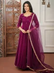 TRENDING VELVET EMBROIDERY WORK GOWN WITH DUPATTA RANI