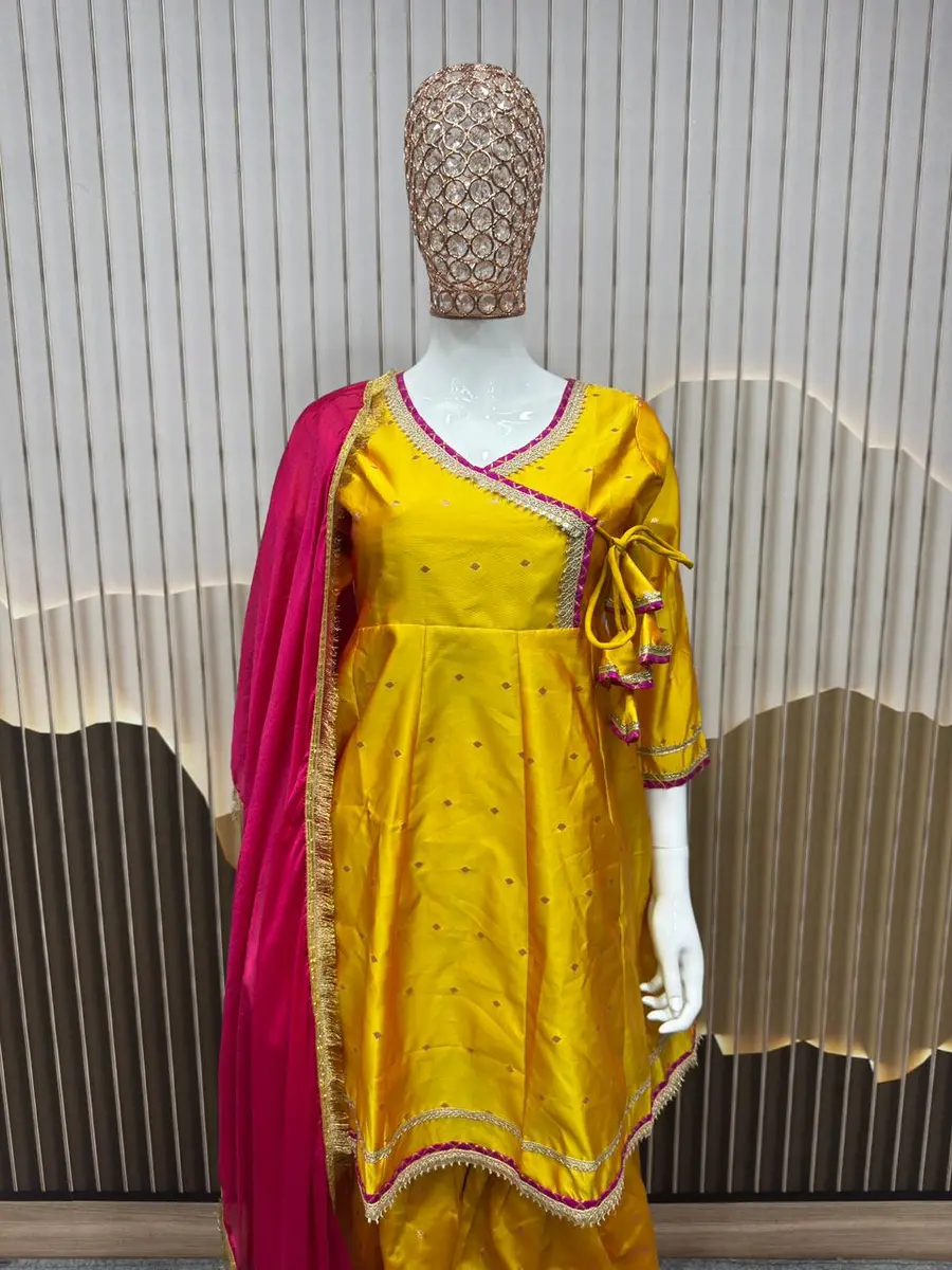 11MODERN CHANDERI COTTON EMBROIDERED LACE WORK KID'S TOP BOTTOM WITH DUPATTA FESTIVE WEAR WHOLESALE PRICE ETHNIC GARMENT (11)