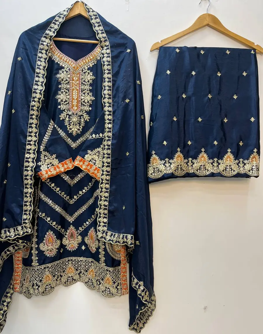 12DESIGNER CHINON SILK EMBROIDERY SEQUENCE WORK TOP PALAZZO WITH DUPATTA FESTIVE WEAR WHOLESALE PRICE ETHNIC GARMENT (21)