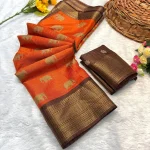 13MODERN DOLA SILK JACQUARD WEAVING BORDER AND HD BATIK PRINT WORK SAREE WITH UNSTITCHED BLOUSE FESTIVE WEAR WHOLESALE PRICE ETHNIC GARMENT (4)