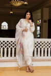 DESIGNER CHANDERI EMBROIDERY WORK TOP BOTTOM WITH DUPATTA OFF WHITE