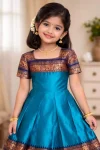 15DESIGNER LICHI SILK JACQUARD WORK BORDER WORK KID’S GOWN FESTIVE WEAR WHOLESALE PRICE ETHNIC GARMENT (4)