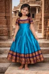 15DESIGNER LICHI SILK JACQUARD WORK BORDER WORK KID’S GOWN FESTIVE WEAR WHOLESALE PRICE ETHNIC GARMENT (4)