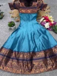 15DESIGNER LICHI SILK JACQUARD WORK BORDER WORK KID’S GOWN FESTIVE WEAR WHOLESALE PRICE ETHNIC GARMENT (4)