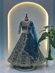 1DESIGNER BUTTERFLY NET SEQUENCE AND CODING EMBROIDERY WORK LEHENGA CHOLI WITH DUPATTA WEDDING WEAR WHOLESALE PRICE ETHNIC GARMENT (20)
