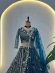 1DESIGNER BUTTERFLY NET SEQUENCE AND CODING EMBROIDERY WORK LEHENGA CHOLI WITH DUPATTA WEDDING WEAR WHOLESALE PRICE ETHNIC GARMENT (20)