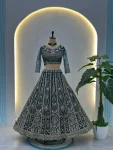 1DESIGNER BUTTERFLY NET SEQUENCE AND CODING EMBROIDERY WORK LEHENGA CHOLI WITH DUPATTA WEDDING WEAR WHOLESALE PRICE ETHNIC GARMENT (20)