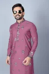 1DESIGNER CHANDERI SILK EMBROIDERY SEQUENCE WORK MEN’S KURTA PAYJAMA FESTIVE WEAR WHOLESALE PRICE ETHNIC GARMENT (22)