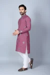 1DESIGNER CHANDERI SILK EMBROIDERY SEQUENCE WORK MEN’S KURTA PAYJAMA FESTIVE WEAR WHOLESALE PRICE ETHNIC GARMENT (22)