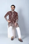 1DESIGNER CHANDERI SILK EMBROIDERY SEQUENCE WORK MEN’S KURTA PAYJAMAN WEDDING WEAR WHOLESALE PRICE ETHNIC GARMENT (2)
