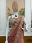 1DESIGNER FENDY SATIN EMBROIDERY LACE BORDER WORK READY TO WEAR SAREE WITH STITCHED BLOUSE PARTY WEAR WHOLESALE PRICE ETHNIC GARMENT (9)