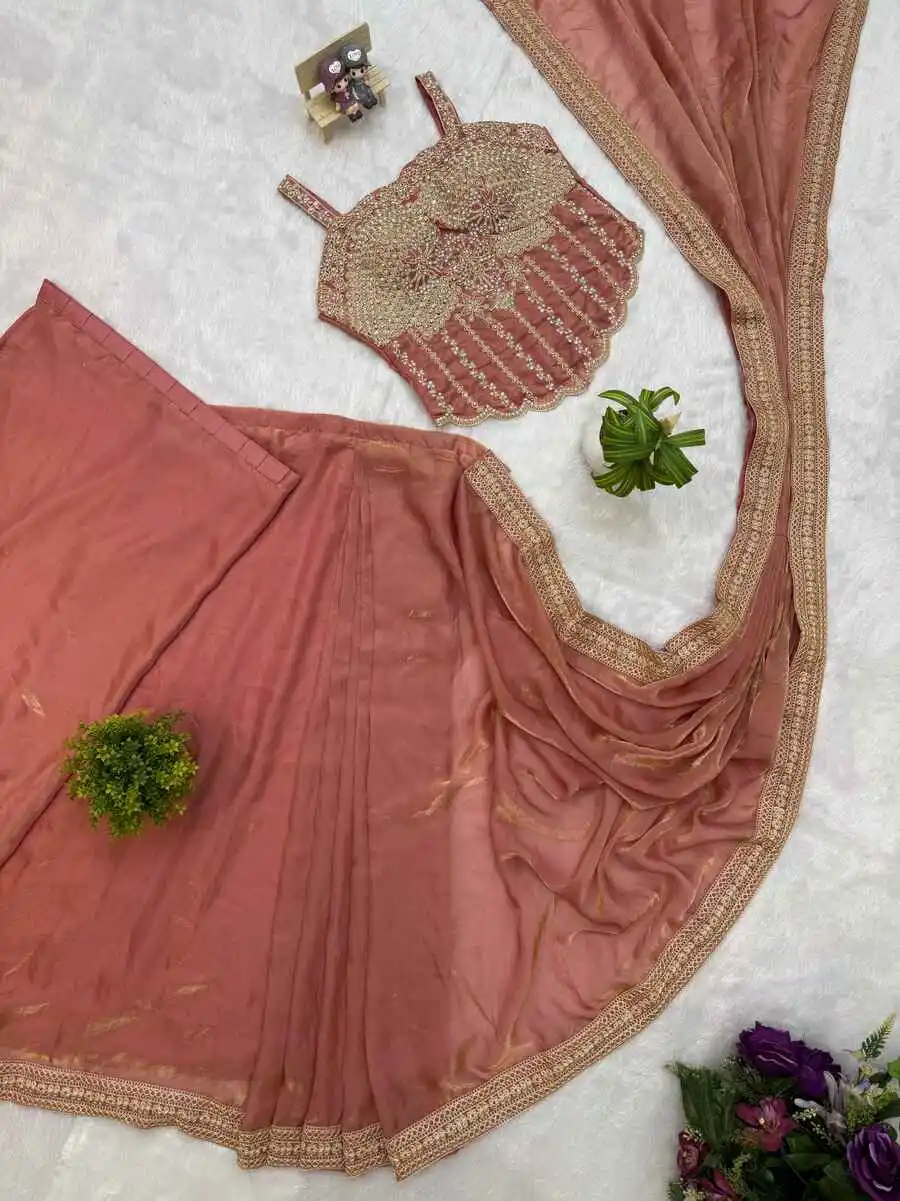 1DESIGNER FENDY SATIN EMBROIDERY LACE BORDER WORK READY TO WEAR SAREE WITH STITCHED BLOUSE PARTY WEAR WHOLESALE PRICE ETHNIC GARMENT (7)
