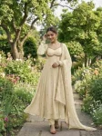 DESIGNER FENDY SATIN RAMBO SEQUENCE EMBROIDERY WORK GOWN BOTTOM WITH DUPATTA OFF WHITE