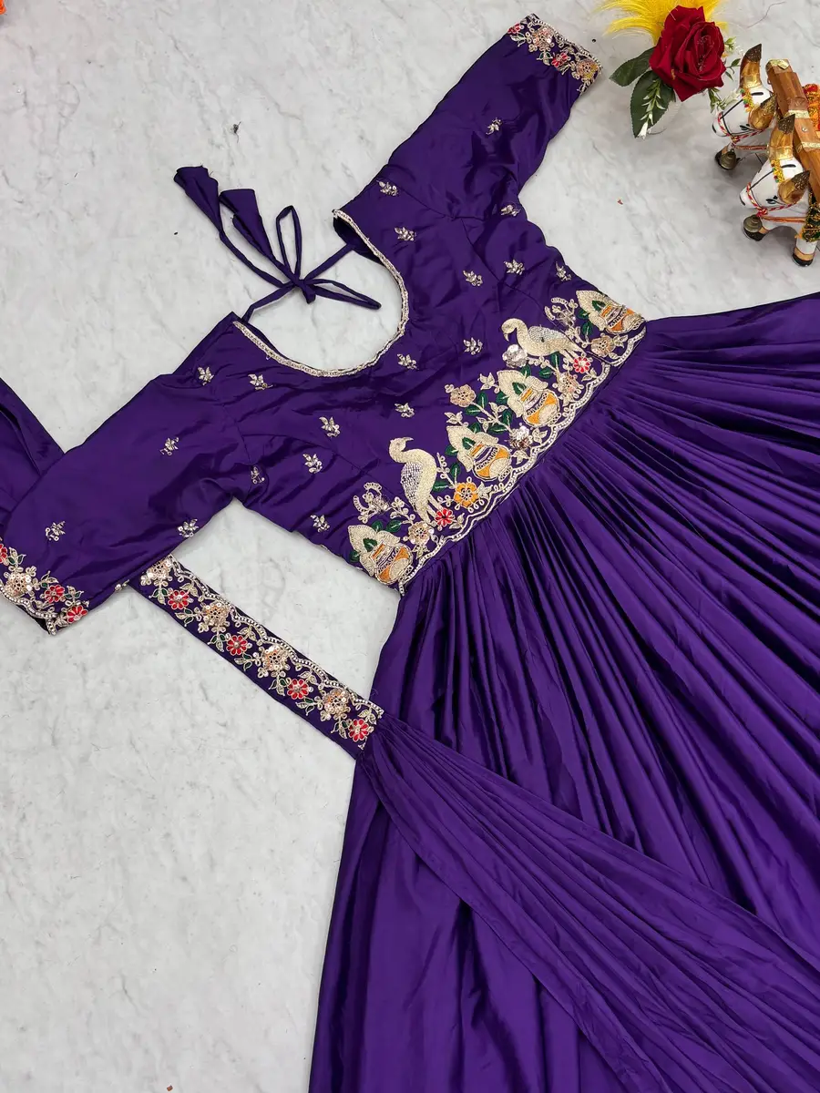 1DESIGNER FENDY SILK CODING SEQUENCE & BEADS EMBROIDERY WORK GOWN WITH DUPATTA FESTIVE WEAR WHOLESALE PRICE ETHNIC GARMENT (9)