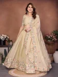 DESIGNER GEORGETTE EMBROIDERY WORK LEHENGA CHOLI WITH DUPATTA CREAM