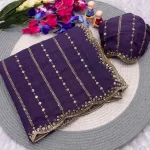 1DESIGNER GEORGETTE SEQUENCE EMBROIDERY WORK WEDDING WEAR WHOLESALE PRICE ETHNIC GARMENT (1)