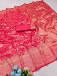 1DESIGNER LICHI SILK BANARASI WEAVING WORK SAREE WITH UNSTITCHED BLOUSE FESTIVE WEAR WHOLESALE PRICE ETHNIC GARMENT (5)