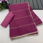 1DESIGNER SATIN CHIFFON EMBROIDERY 3 MM SEQUENCE WORK HEAVY BORDER WORK SAREE WITH UNSTITCHED BLOUSE FESTIVE WEAR WHOLESALE PRICE ETHNIC GARMENT (4)