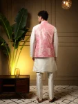 1DESIGNER SLUB SILK PLAIN MEN’S KURTA PAYJAMA WITH 3D WEAVING WORK KOTI PARTY WEAR WHOLESALE PRICE ETHNIC GARMENT (30)