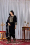 1DESIGNER VELVET EMBROIDERY SEQUENCE WORK TOP BOTTOM WITH DUPATTA FESTIVE WEAR WHOLESALE PRICE ETHNIC GARMENT (22)