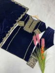 1DESIGNER VELVET EMBROIDERY SEQUENCE WORK TOP BOTTOM WITH DUPATTA FESTIVE WEAR WHOLESALE PRICE ETHNIC GARMENT (22)