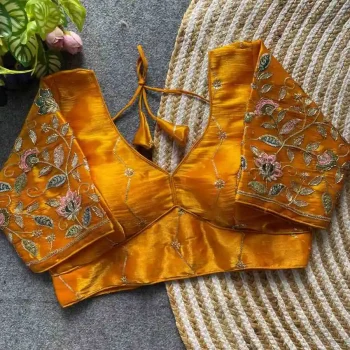 DESIGNER ZC MULTI SEQUENCE WORK STITCHED BLOUSE YELLOW