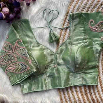 DESIGNER ZC MULTI SEQUENCE WORK STITCHED BLOUSE PISTA