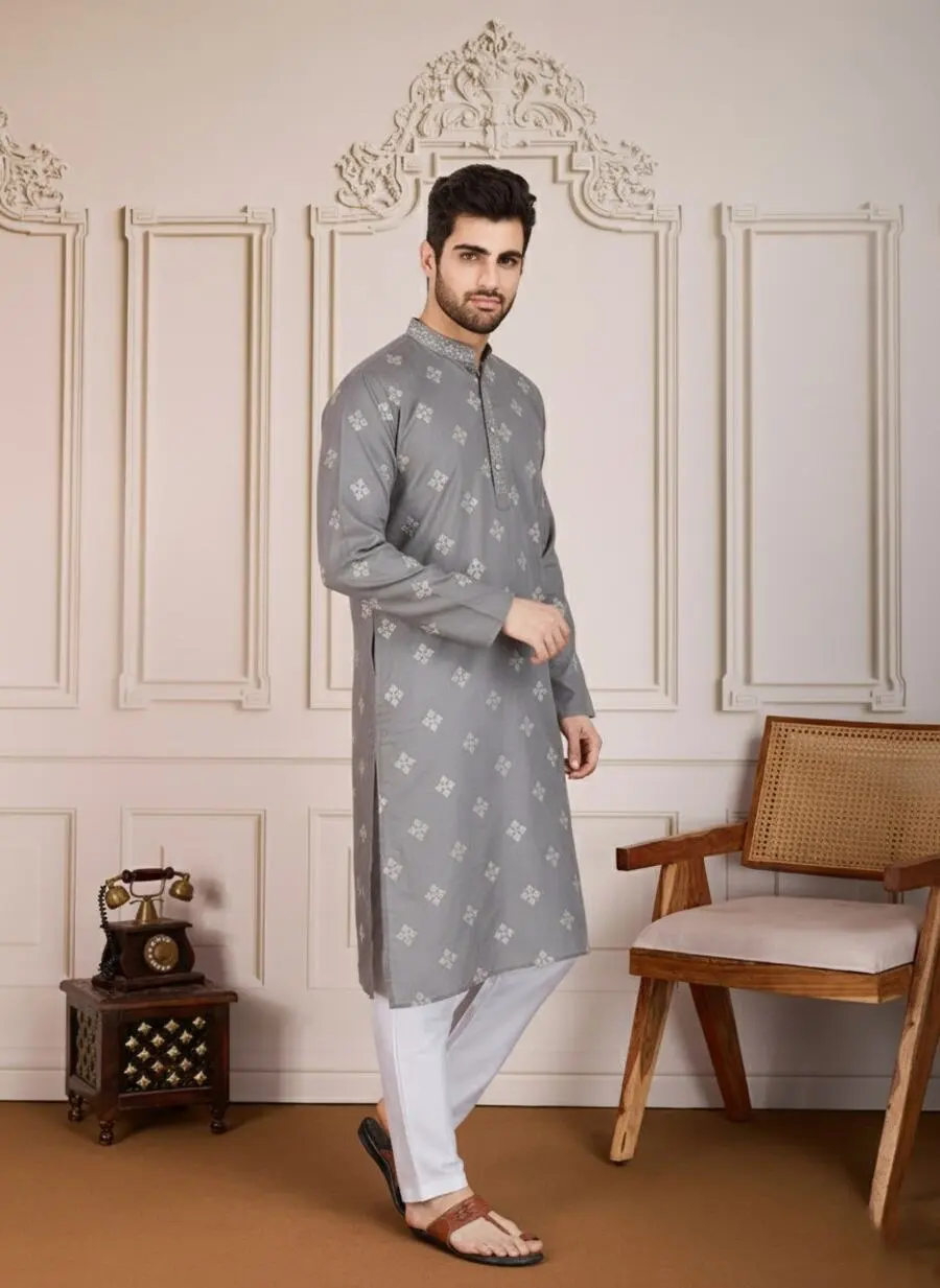 1FANCY COTTON EMBROIDERY WORK MEN'S KURTA PAYJAMA FESTIVE WEAR WHOLESALE PRICE ETHNIC GARMENT (16)