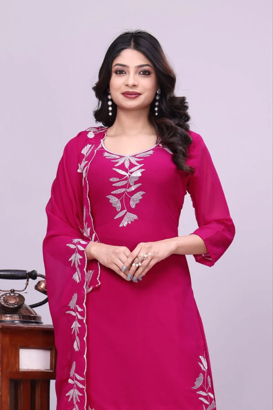 1FANCY GEORGETTE SEQUENCE EMBROIDERY WORK TOP SHARARA WITH DUPATTA FESTIVE WEAR WHOLESALE PRICE EHNIC GARMENT (28)