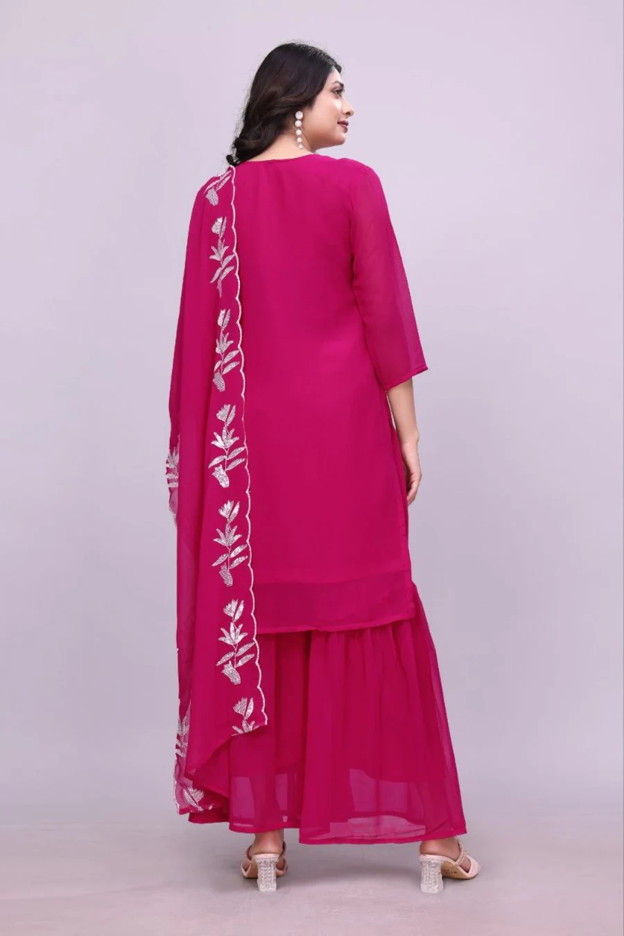 1FANCY GEORGETTE SEQUENCE EMBROIDERY WORK TOP SHARARA WITH DUPATTA FESTIVE WEAR WHOLESALE PRICE EHNIC GARMENT (29)