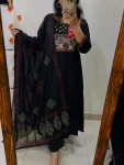 FANCY RAYON MIRROR WORK TOP BOTTOM WITH DUPATTA BLACK