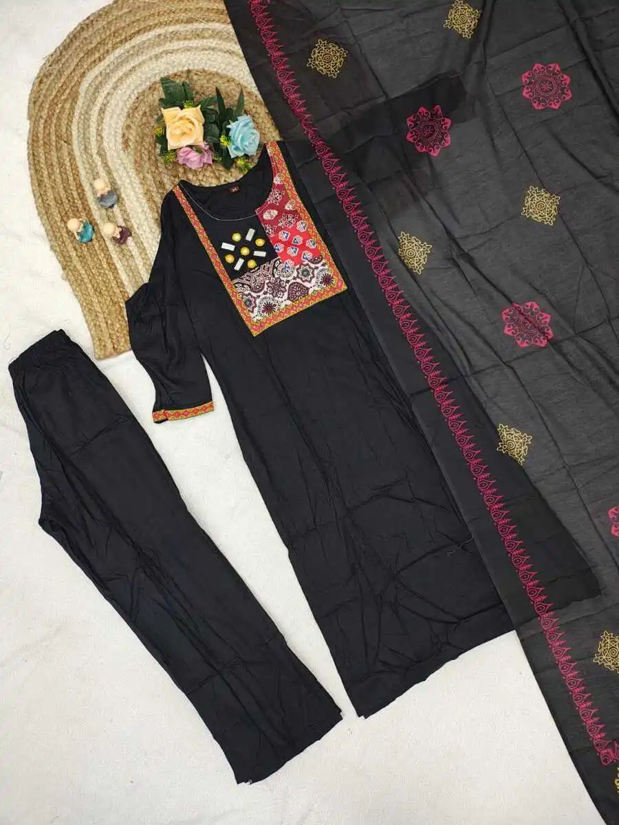 1FANCY RAYON MIRROR WORK TOP BOTTOM WITH DUPATTA FESTIVE WEAR WHOLESALE PRICE ETHNIC GARMENT (13)