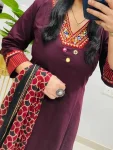 1FANCY RAYON SLUB APPLIQUE WORK TOP BOTTOM WITH DUPATTA FESTIVE WEAR WHOLESALE PRICE ETHNIC GARMENT (1)