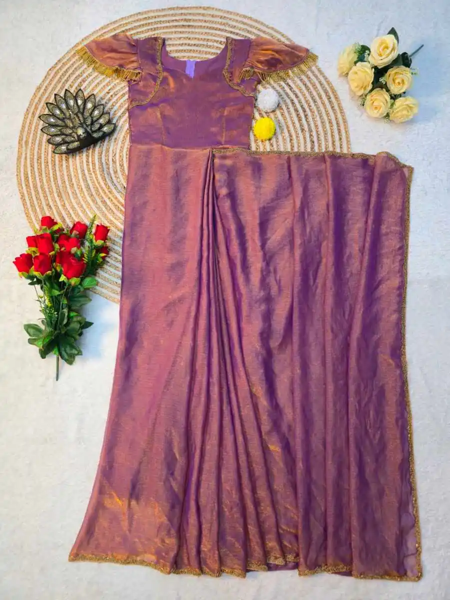1FANCY SPACE SILK LACE BORDER WORK GOWN SAREE FESTIVE WEAR WHOLESALE PRICE ETHNIC GARMENT (11)