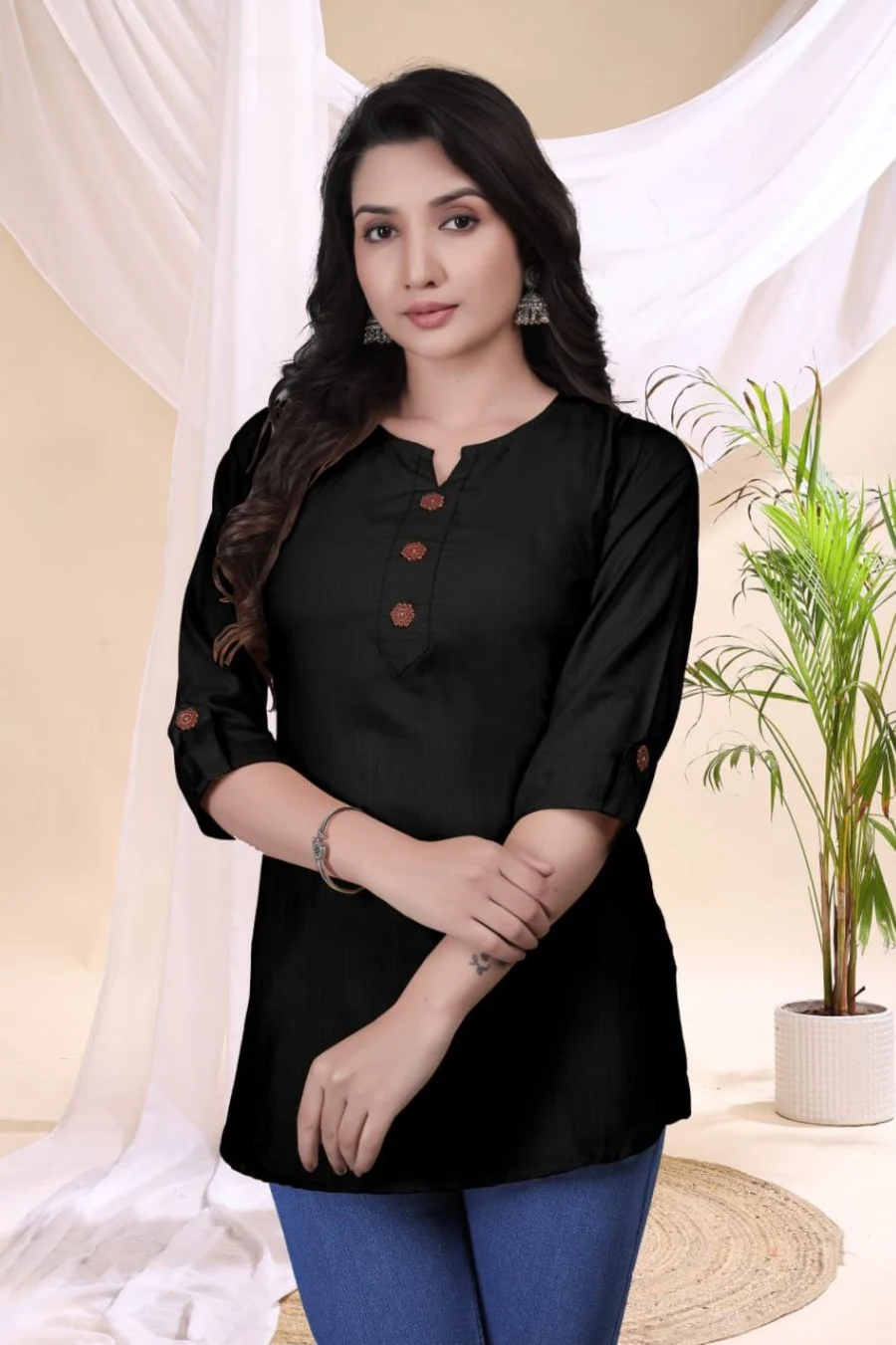 1FANCY TESLA COTTON FRONT SIDE BUTTON WORK ONLY TOP DAILY WEAR WHOLESALE PRICE ETHNIC GARMENT (5)