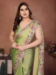 1LATEST CRUSH SILK EMBROIDERY WITH CUTWORK BORDER WORK SAREE WITH UNSTITCHED BLOUSE PARTY WEAR WHOLESALE PRICE ETHNIC GARMENT (10)