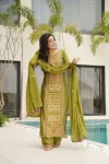 1MODERN CHINON ZARI MULTI & THREAD EMBROIDERY WORK TOP BOTTOM WITH DUPATTA FESTIVE WEAR WHOLESALE PRICE ETHNIC GARMENT (2)