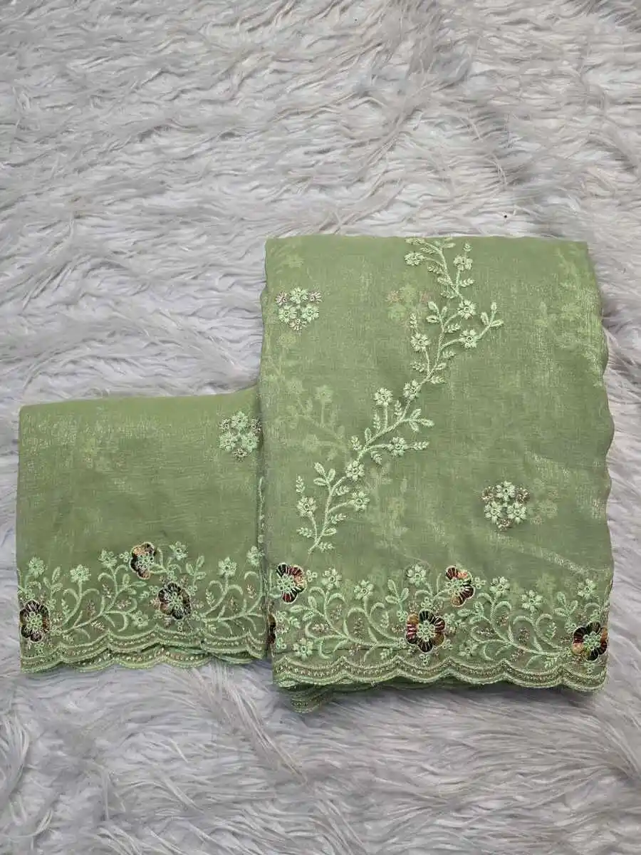 1MODERN CRUNCHY EMBROIDERY SEQUENCE WORK SAREE WITH UNSTITCHED BLOUSE FESTIVE WEAR WHOLESALE PRICE ETHNIC GARMENT (10)