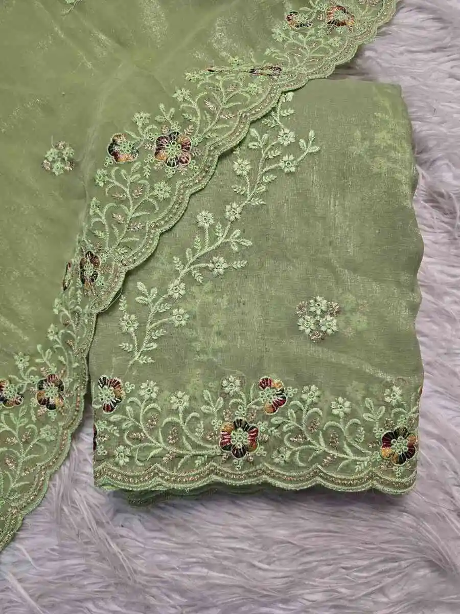 1MODERN CRUNCHY EMBROIDERY SEQUENCE WORK SAREE WITH UNSTITCHED BLOUSE FESTIVE WEAR WHOLESALE PRICE ETHNIC GARMENT (11)