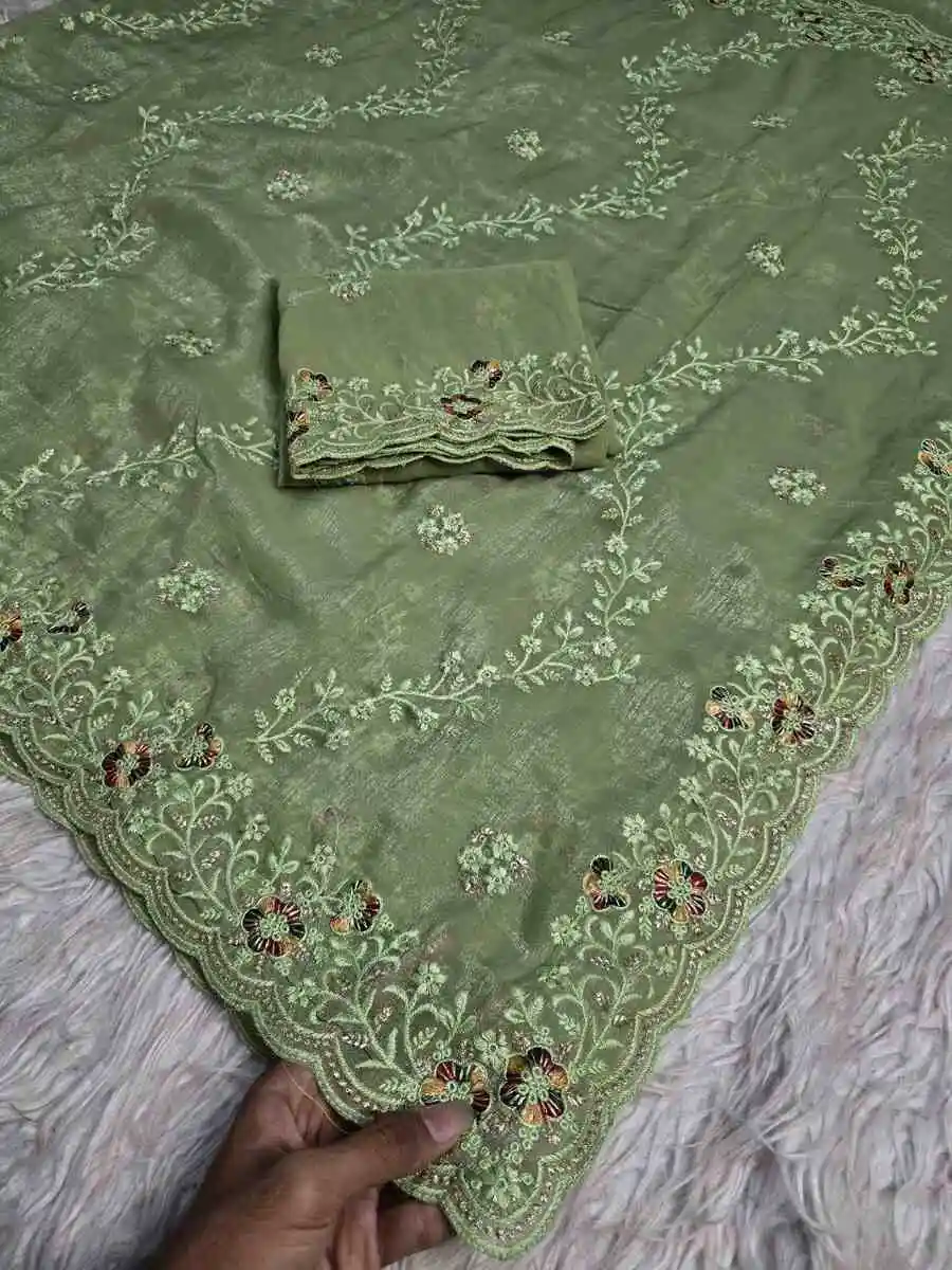 1MODERN CRUNCHY EMBROIDERY SEQUENCE WORK SAREE WITH UNSTITCHED BLOUSE FESTIVE WEAR WHOLESALE PRICE ETHNIC GARMENT (12)